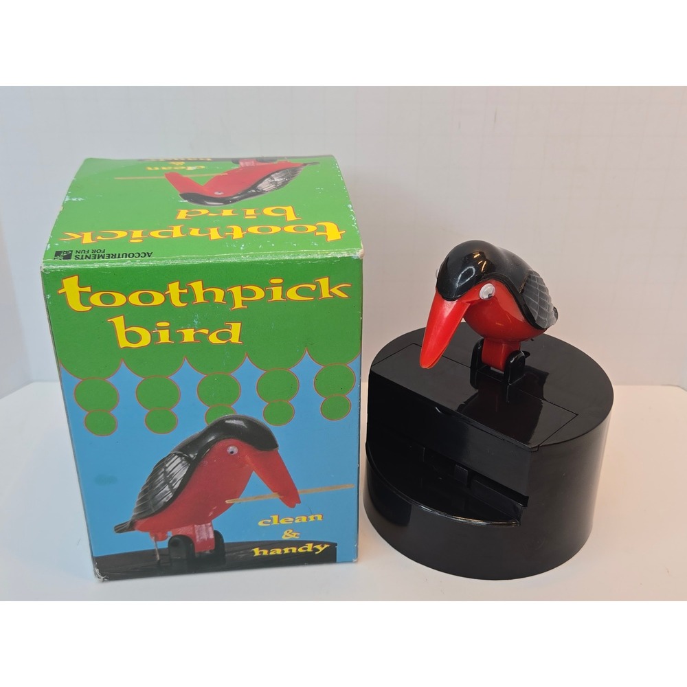 Accoutrements Toothpick Bird Dispenser Red Black‎ Retro Novelty Kitchen Gadget
